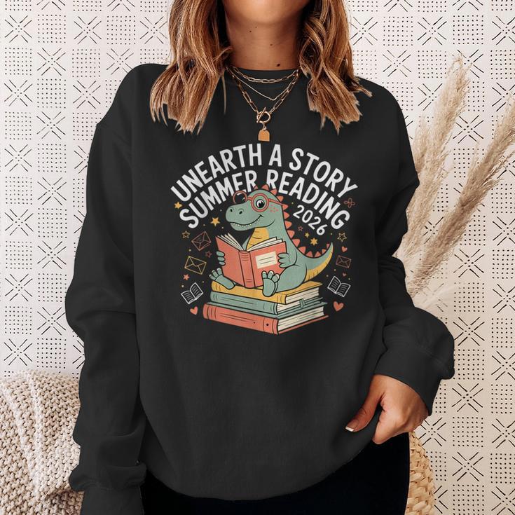 Unearth A Story Summer Reading 2026 Dinosaur Books Sweatshirt Gifts for Her