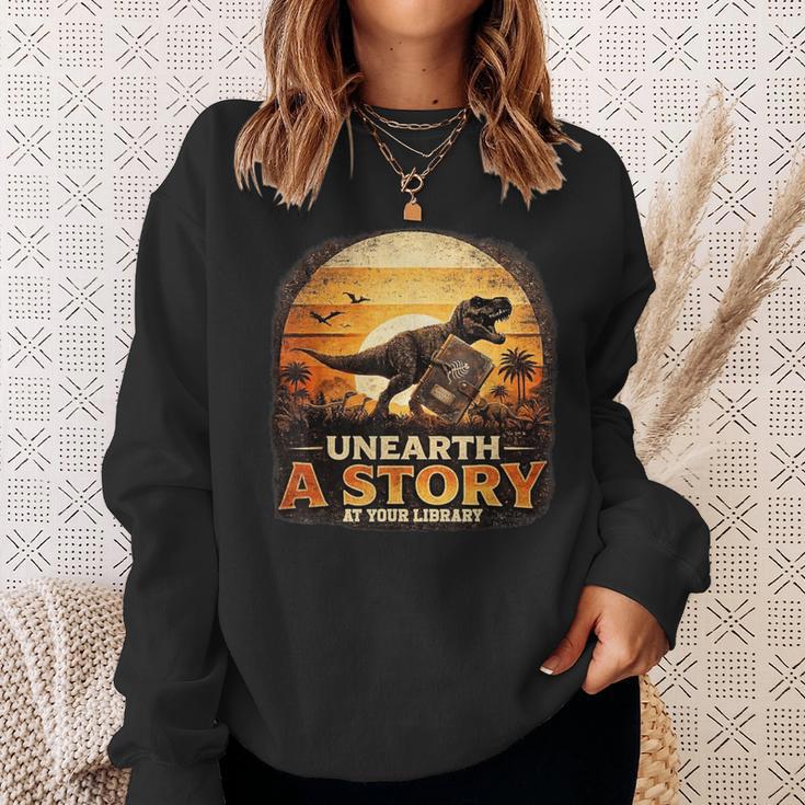 Unearth Story Summer Reading 2026 Dinosaurs Library Reading Sweatshirt Gifts for Her