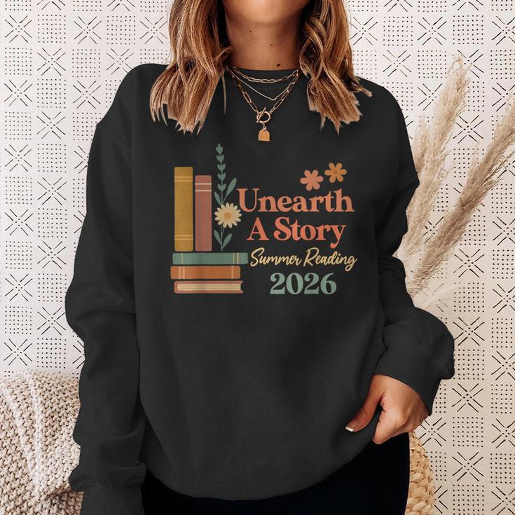 Unearth a Story Summer Reading 2026 Library Teachers Book Sweatshirt Gifts for Her