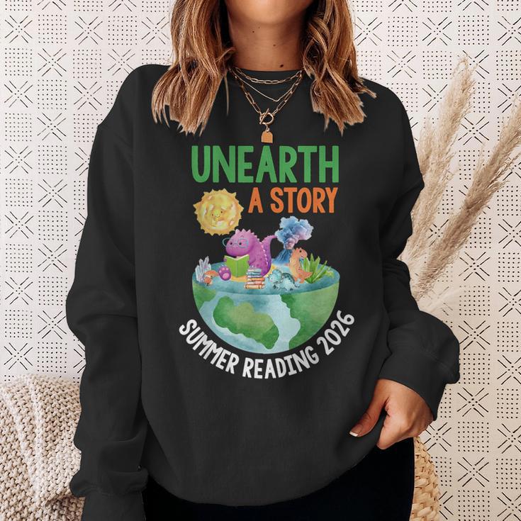 Unearth A Story Summer Reading Program 2026 Animals Book Sweatshirt Gifts for Her