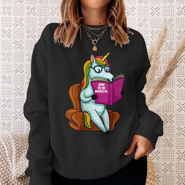 Unicorn Librarian For A Teacher Reading Book In School Sweatshirt Gifts for Her