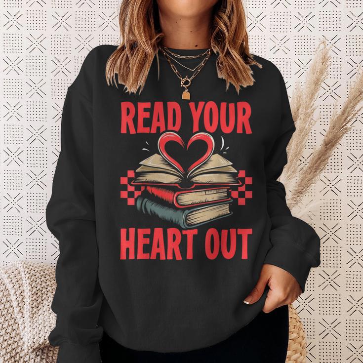 Valentine Book Read Your Heart Out Lover For Teens Kids Sweatshirt Gifts for Her