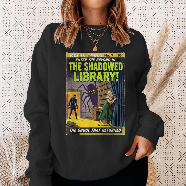 Vintage Horror Comic Book Cover Shadowed Library Zombie Sweatshirt Gifts for Her Vintage Horror Comic Book Cover Shadowed Library Zombie Sweatshirt Gifts for Her