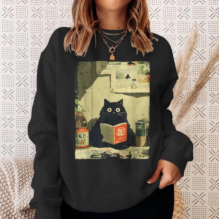 Vintage Japanese Cat Book Lovers Librarian Cat Dad Teacher Sweatshirt Gifts for Her Vintage Japanese Cat Book Lovers Librarian Cat Dad Teacher Sweatshirt Gifts for Her