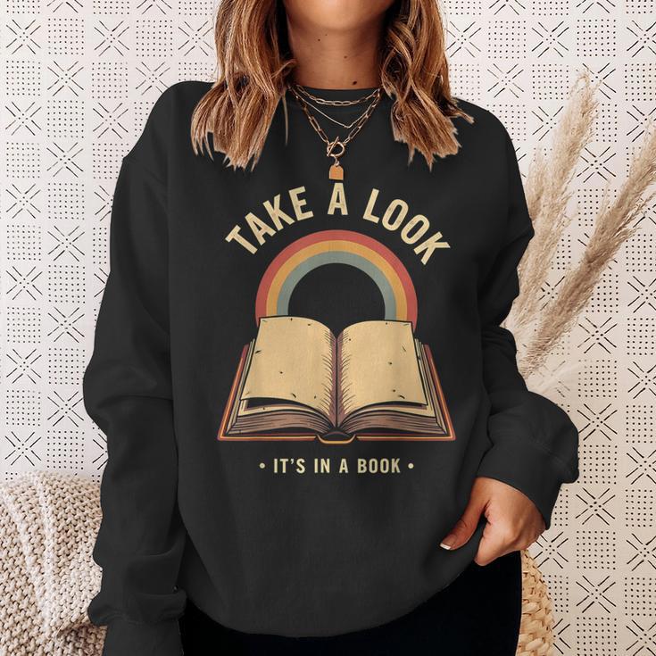 Vintage Rainbow Take a Look It's In a Book Retro Reading Art Sweatshirt Gifts for Her Vintage Rainbow Take a Look It's In a Book Retro Reading Art Sweatshirt Gifts for Her