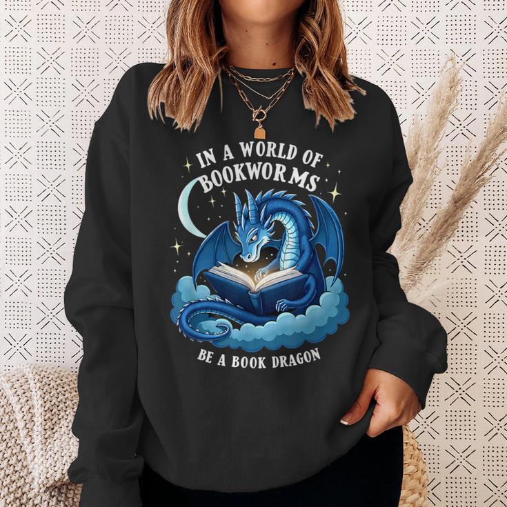 Vintage In A World Of Bookworms Be A Book Dragon Sweatshirt Gifts for Her Vintage In A World Of Bookworms Be A Book Dragon Sweatshirt Gifts for Her