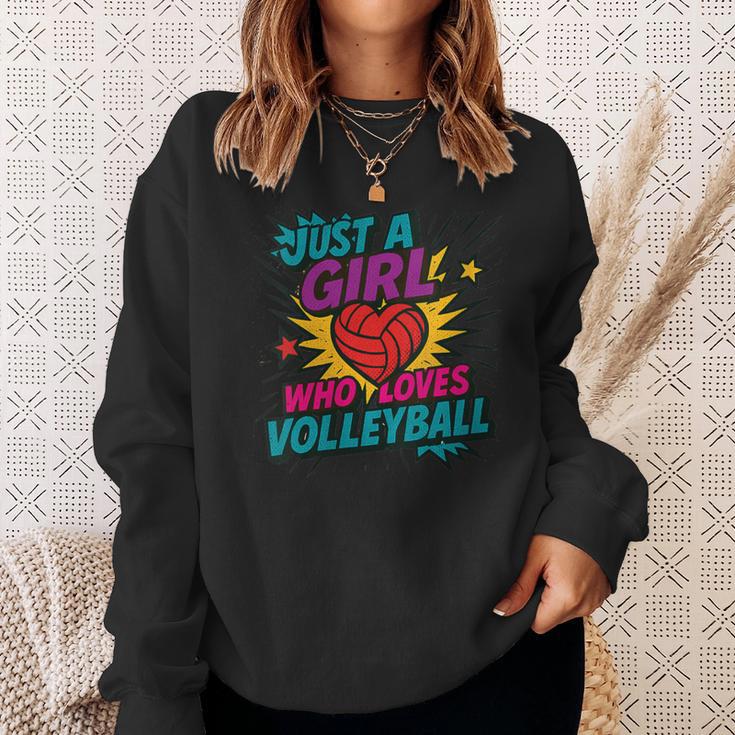 Volleyball Comic Book Art Just a Girl Who Loves Volleyball Sweatshirt Gifts for Her