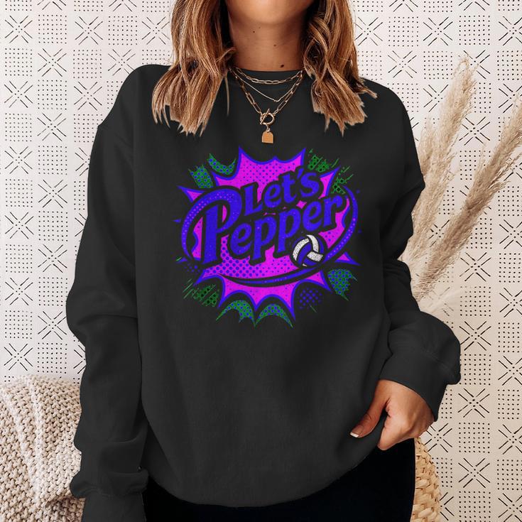 Volleyball Lets Pepper Retro Pop Comic Book Style Player Art Sweatshirt Gifts for Her