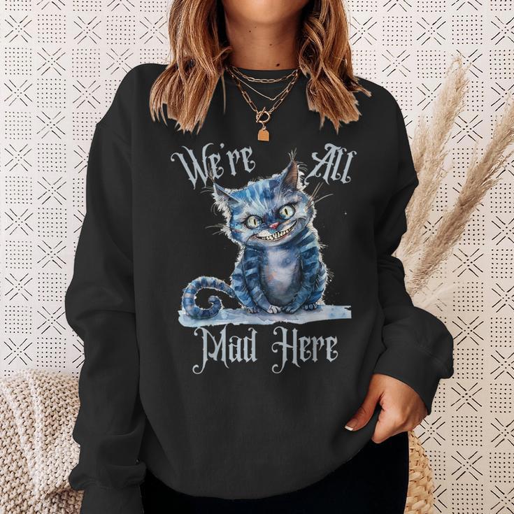 We'Re All Mad Here Cheshire Cat Alice Wonderland Book Kids Sweatshirt Gifts for Her We'Re All Mad Here Cheshire Cat Alice Wonderland Book Kids Sweatshirt Gifts for Her