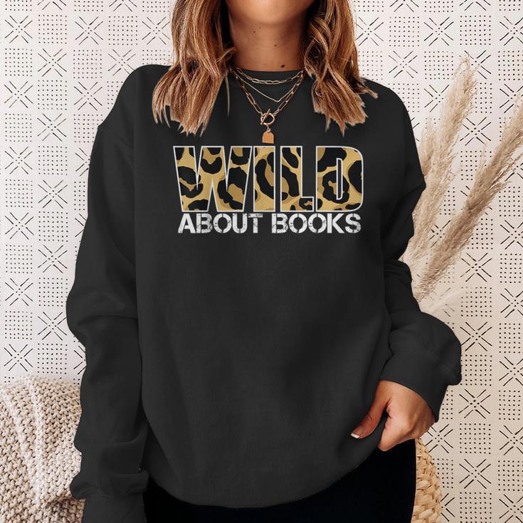 Wild About Books Leopard I Love Reading Book Lover Sweatshirt Gifts for Her