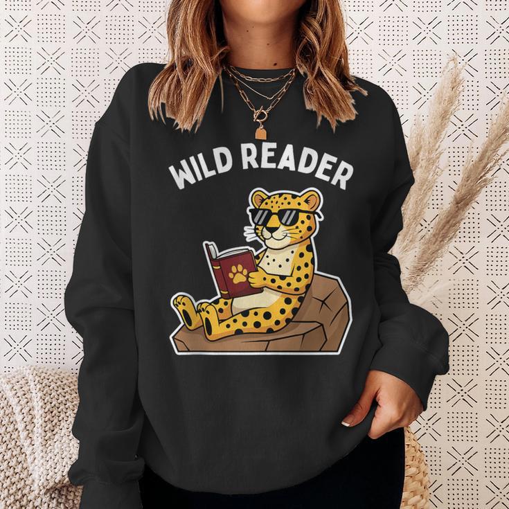 Wild Reader Cool Jaguar With Sunglasses Reading Book Kids Sweatshirt Gifts for Her