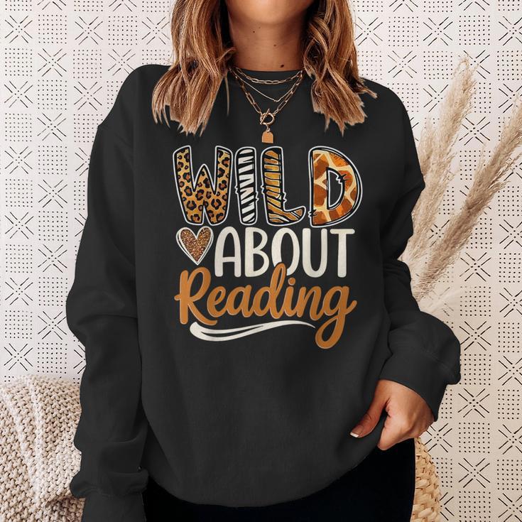 Wild About Reading Book Animal Children's Book Lover Teacher Sweatshirt Gifts for Her Wild About Reading Book Animal Children's Book Lover Teacher Sweatshirt Gifts for Her