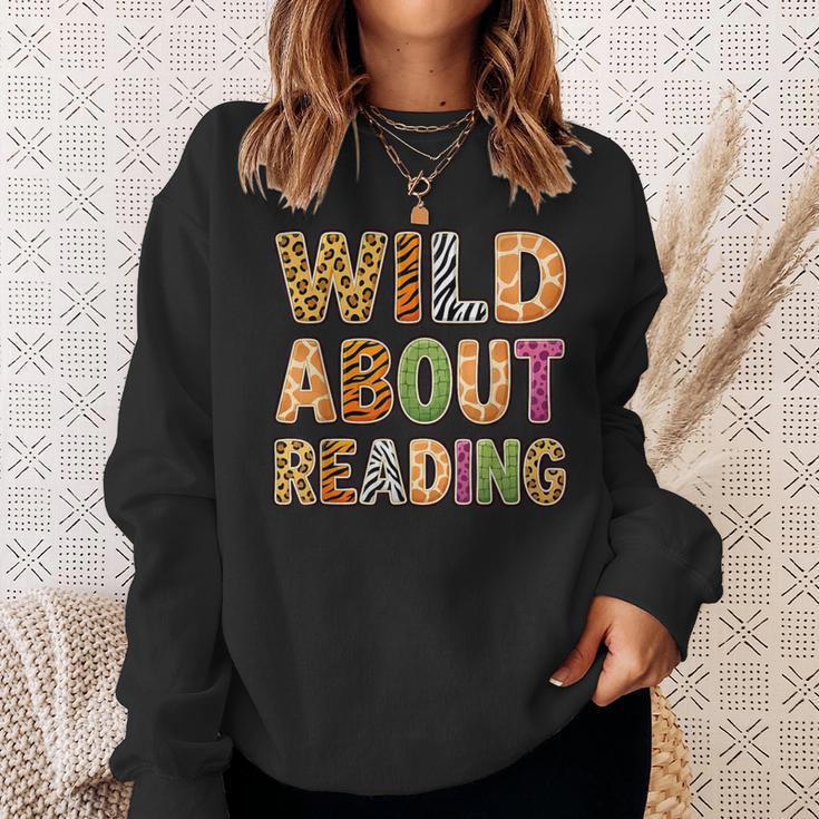 Wild About Reading Book Animal Book Lover Teacher Kids Sweatshirt Gifts for Her Wild About Reading Book Animal Book Lover Teacher Kids Sweatshirt Gifts for Her