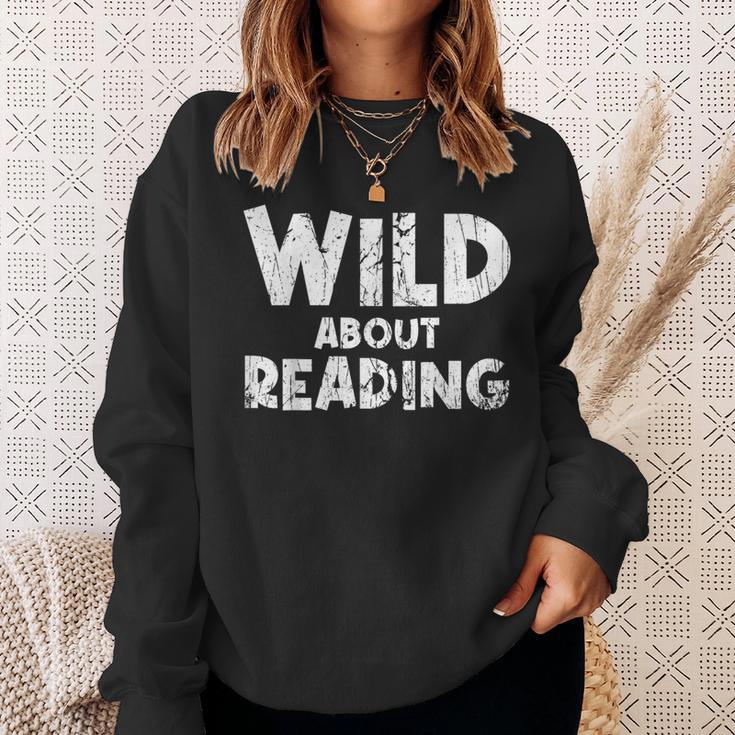 Wild About Reading Book Lover Library Sweatshirt Gifts for Her