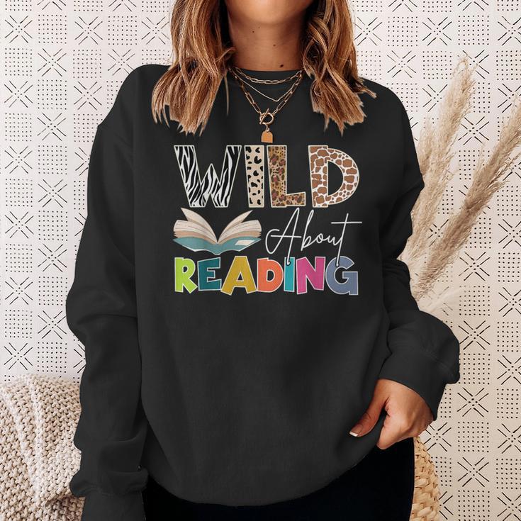 Wild About Reading Reading Books & Bookworm For Book Reader Sweatshirt Gifts for Her