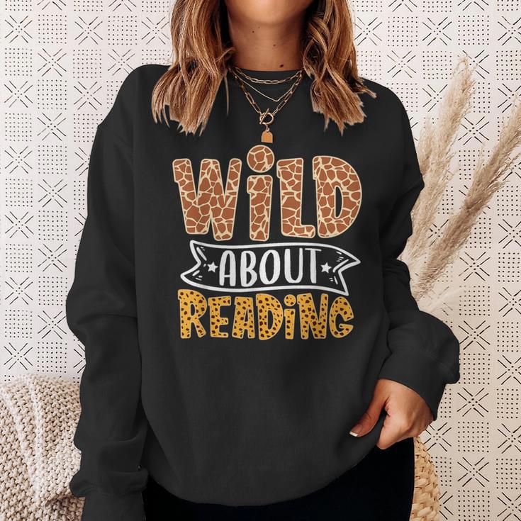 Wild About Reading Books Lovers Library Day English Teacher Men Women Sweatshirt Gifts for Her