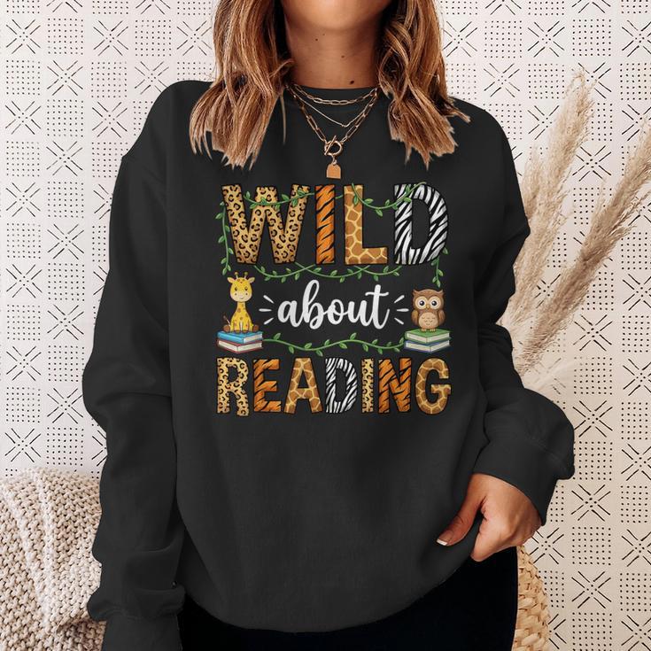 Wild About Reading Reading Books Lovers Reader Librarian Sweatshirt Gifts for Her