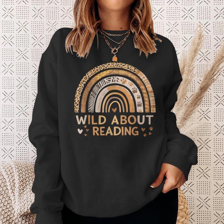 Wild About Reading Books Reader Lover Bookworm Librarian Sweatshirt Gifts for Her