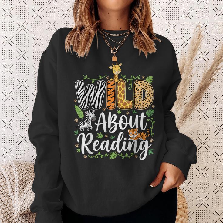 Wild About Reading Books Reader Lover Librarian Bookworm Sweatshirt Gifts for Her