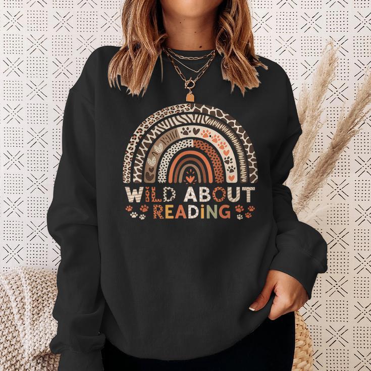 Wild About Reading Books Reader Lover Library Day Librarian Sweatshirt Gifts for Her