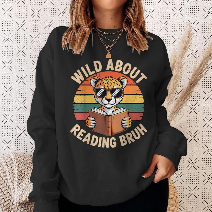 Wild About Reading Bruh Cool Leopard Animal Cheetah Book Sweatshirt Gifts for Her