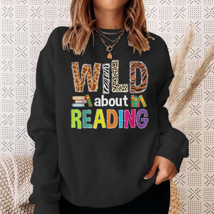 Wild About Reading Library Day Reading Books & Bookworm Sweatshirt Gifts for Her