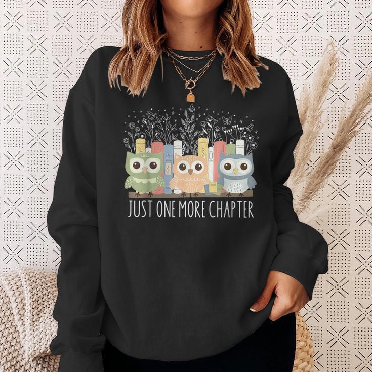 Wildflower Just One More Chapter Owl Book Lover Reader Sweatshirt Gifts for Her