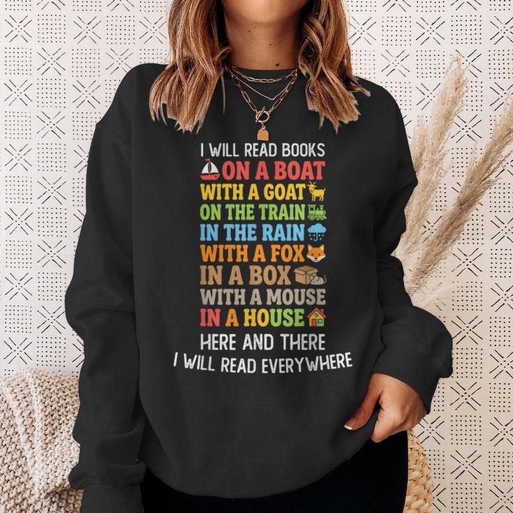 I Will Read Book On Boat Kids Book Reading Sweatshirt Gifts for Her
