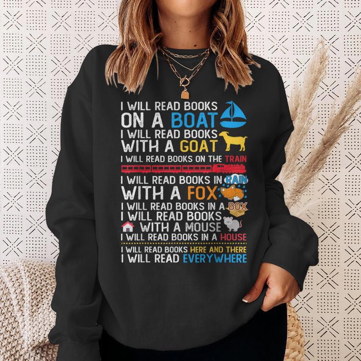 I Will Read Books On A Boat & Everywhere Reading Kids Sweatshirt Gifts for Her