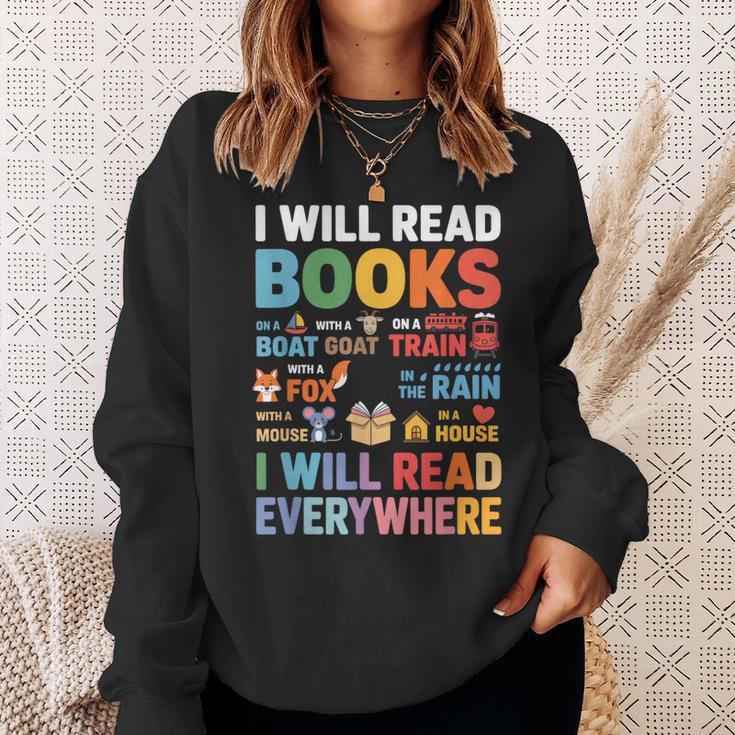 I Will Read Books On A Boat With a Goat On Train Book Lover Sweatshirt Gifts for Her