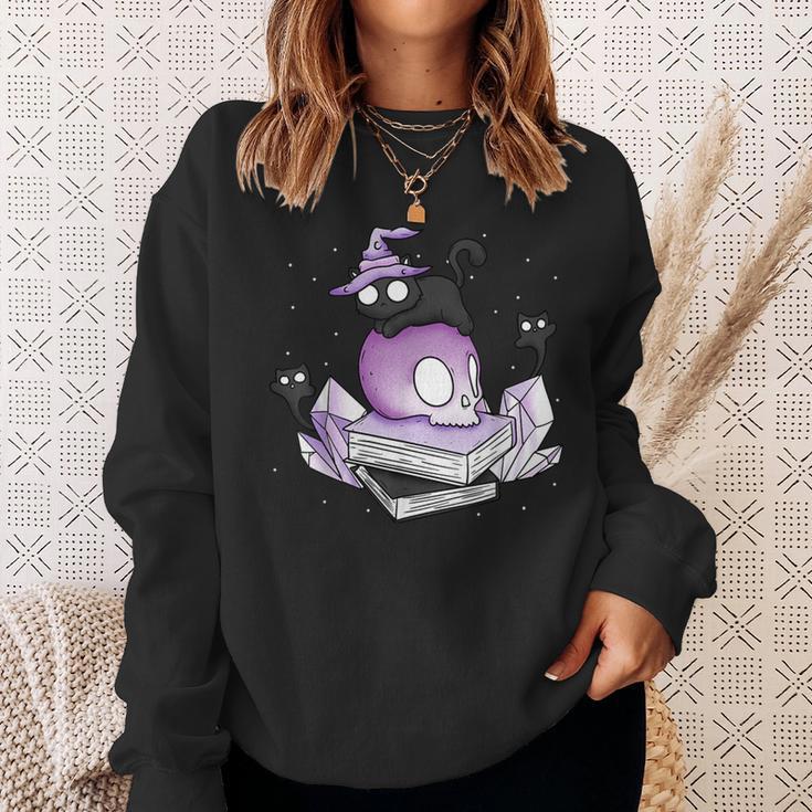 Witch Ghost Cat Skull Magic Books Sweatshirt Gifts for Her