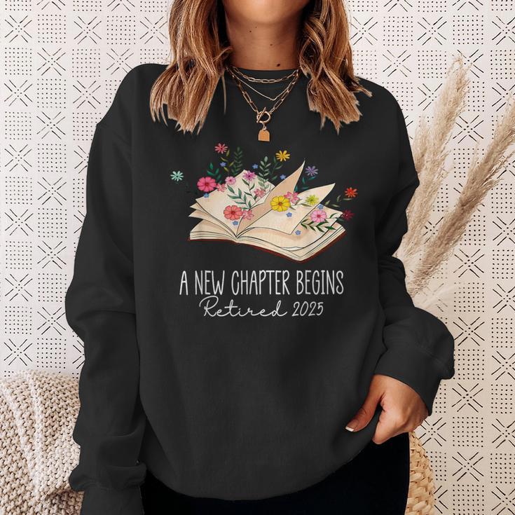 Women A New Chapter Begins Floral Book Retirement Teacher Sweatshirt Gifts for Her