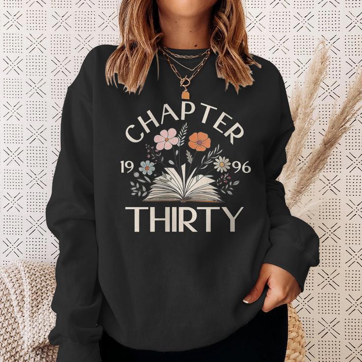 Women's 1996 Chapter Thirty 30th Birthday Decoration Wildflower Book Sweatshirt Gifts for Her Women's 1996 Chapter Thirty 30th Birthday Decoration Wildflower Book Sweatshirt Gifts for Her