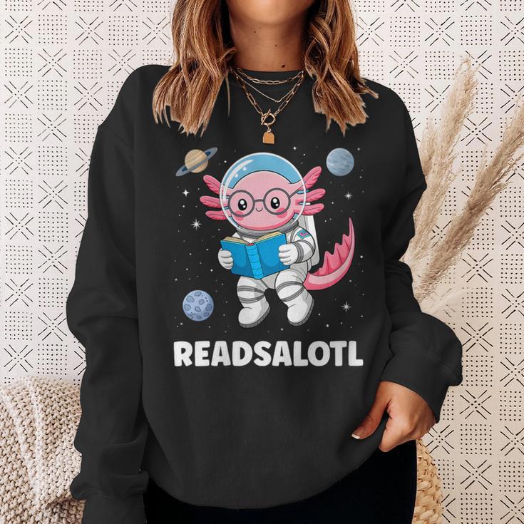 Women's Axolotl Books Readsalotl Reading Bookworm Boys Girls Kids Sweatshirt Gifts for Her