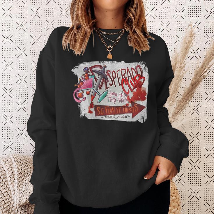 Women's DCC The Desperado Club So Fun It Hurts Graffiti Sign Book Sweatshirt Gifts for Her Women's DCC The Desperado Club So Fun It Hurts Graffiti Sign Book Sweatshirt Gifts for Her