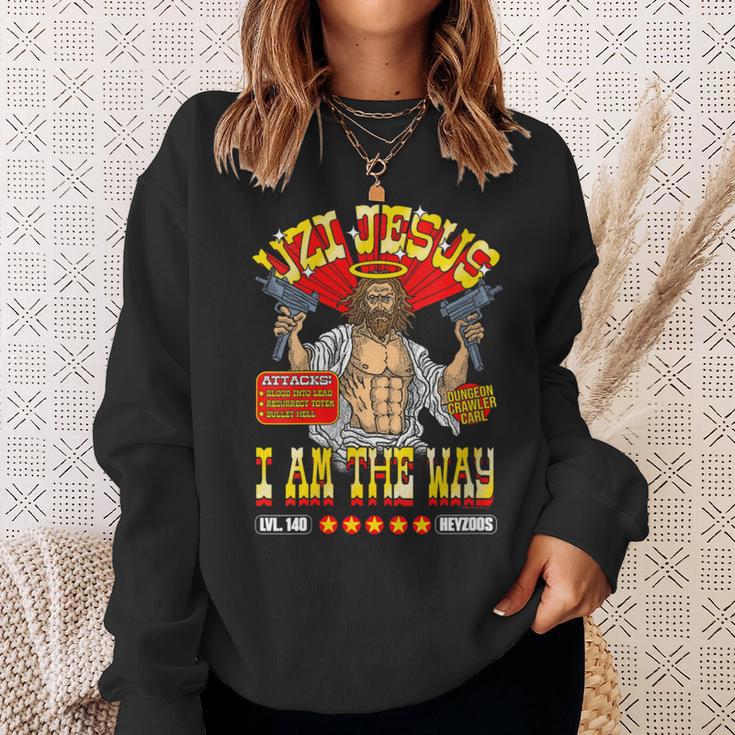 Women's DCC Uzi Jesus I Am The Way Character Stats RPG Books Sweatshirt Gifts for Her
