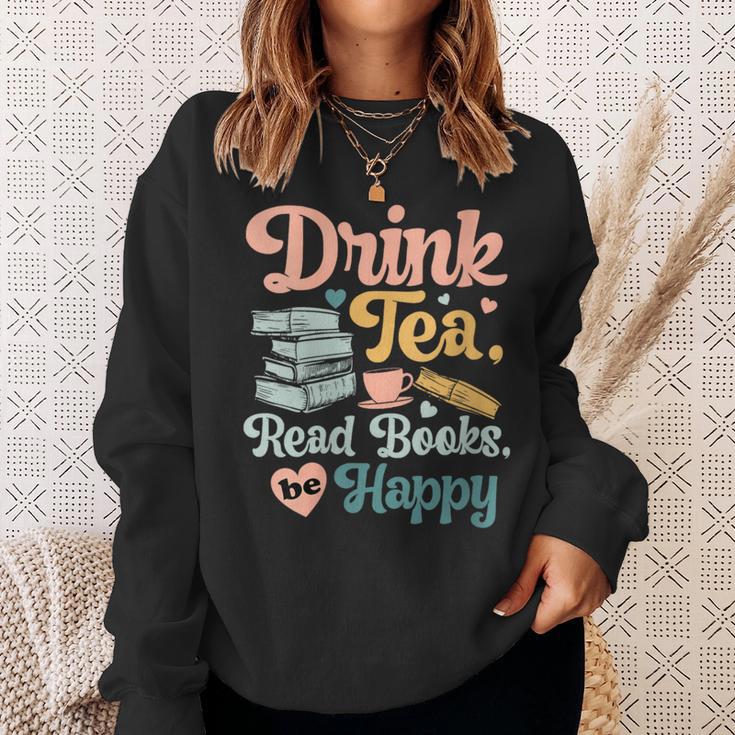 Women's Drink Tea Read Books Nerd Book Reader Book Reading Lover Sweatshirt Gifts for Her Women's Drink Tea Read Books Nerd Book Reader Book Reading Lover Sweatshirt Gifts for Her