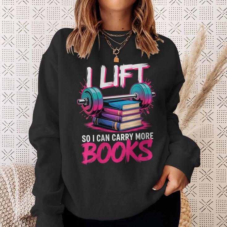 Women's I Lift So I Can Carry More Books Reader Gym Book Lover Sweatshirt Gifts for Her Women's I Lift So I Can Carry More Books Reader Gym Book Lover Sweatshirt Gifts for Her