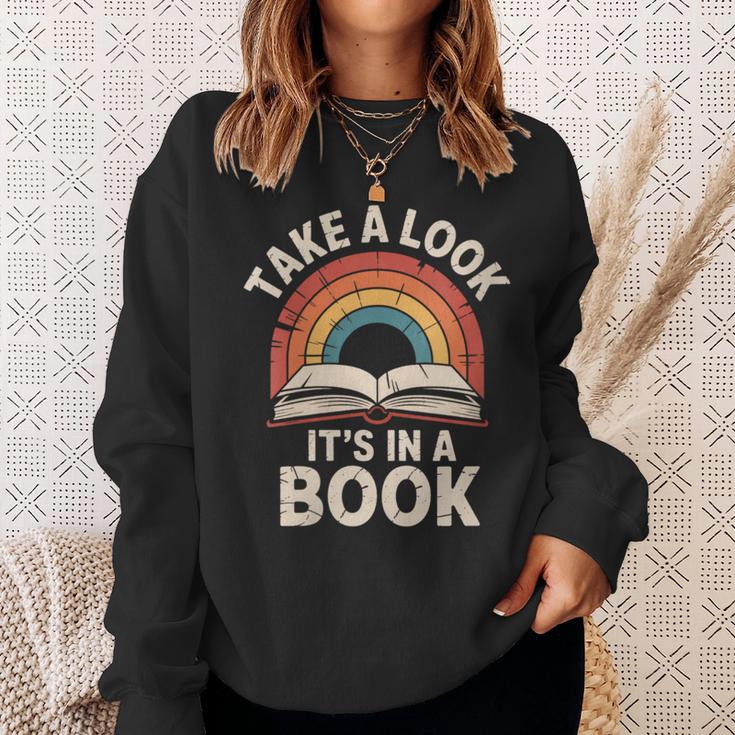 Women's Take A Look Its In A Book Reading Sweatshirt Gifts for Her