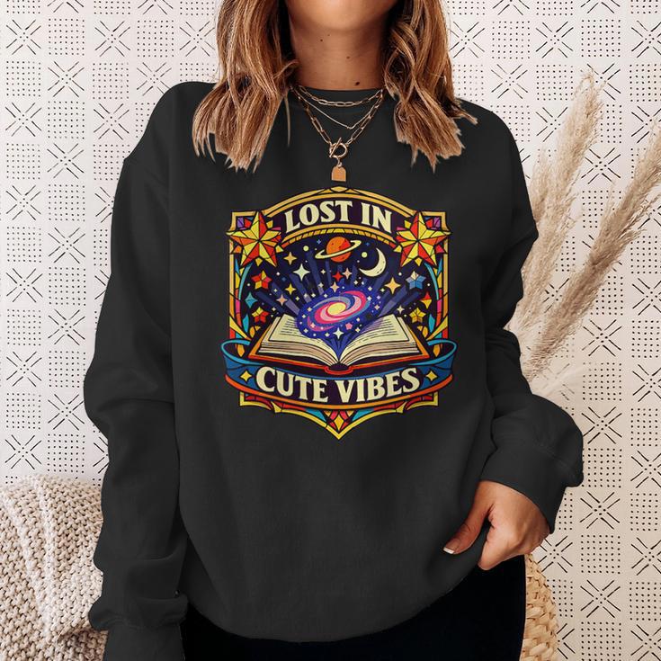 Women's Lost In Reading Space Book Lover Galaxy Stars Sweatshirt Gifts for Her