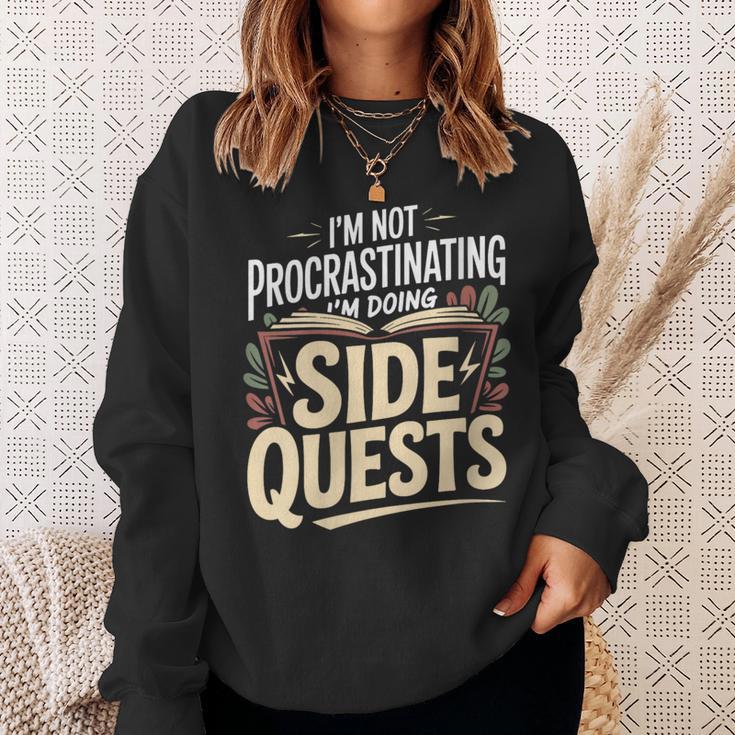 Women's Im Not Procrastinating Im Doing Side Quests Book Lover Sweatshirt Gifts for Her
