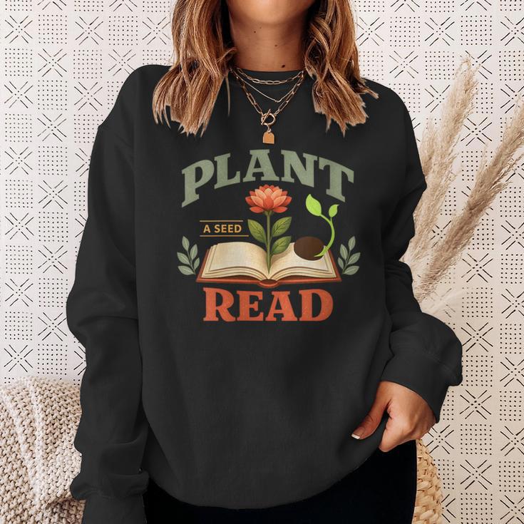 Women's Plant a Seed Read Reader Book Library Mom Dad Summer Sweatshirt Gifts for Her