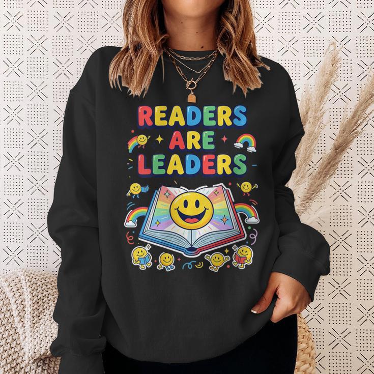 Women's Readers Are Leaders Reading Book Lovers Teacher Rainbow Kids Sweatshirt Gifts for Her Women's Readers Are Leaders Reading Book Lovers Teacher Rainbow Kids Sweatshirt Gifts for Her