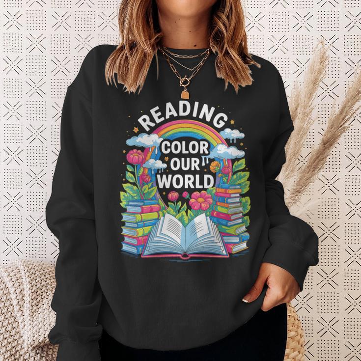 Women's Reading Colors Our World Rainbow Books Kids Sweatshirt Gifts for Her