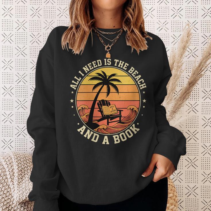 Women's Retro Beach Book Lover Vacation All I Need Is THE Beach And Sweatshirt Gifts for Her