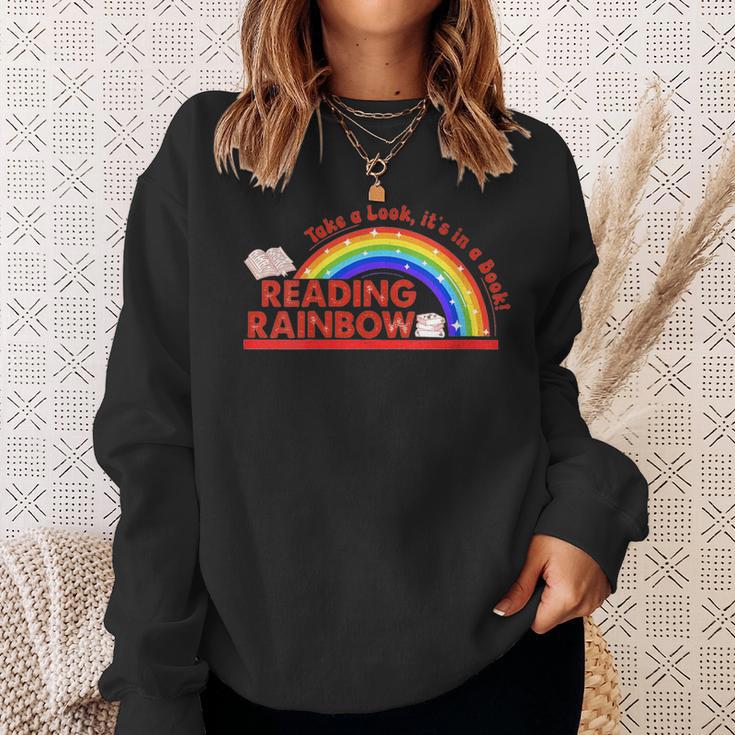 Women's Retro Rainbow Take A Look It's In A Book Reading Bookworm Sweatshirt Gifts for Her Women's Retro Rainbow Take A Look It's In A Book Reading Bookworm Sweatshirt Gifts for Her