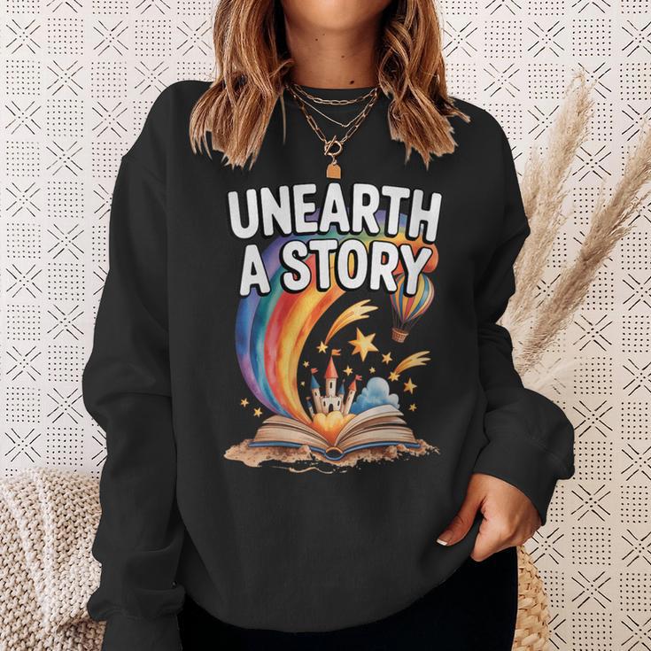 Women's Unearth A Story Rainbow Treasure Book Summer Reading 2026 Sweatshirt Gifts for Her