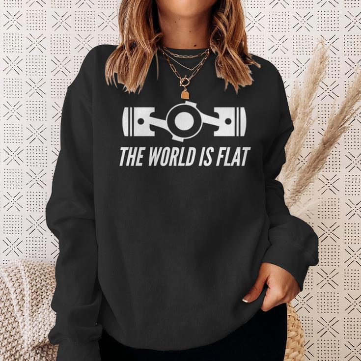 The World Is Flat Jdm ドイツレースカーフラットフォーボクサーエンジン 長袖tシャツ スウェットシャツ 彼女への贈り物