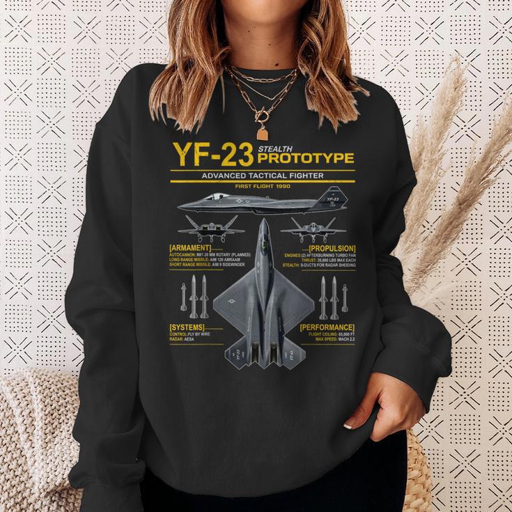 Yf-23 ステルス戦闘機 ミリタリー ジェット仕様 インフォグラフィック イエロー スウェットシャツ 彼女への贈り物
