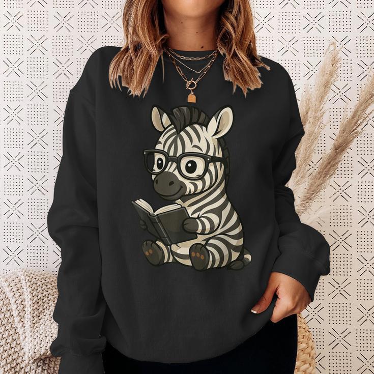 Zebra Reading Book Lover Sweatshirt Gifts for Her